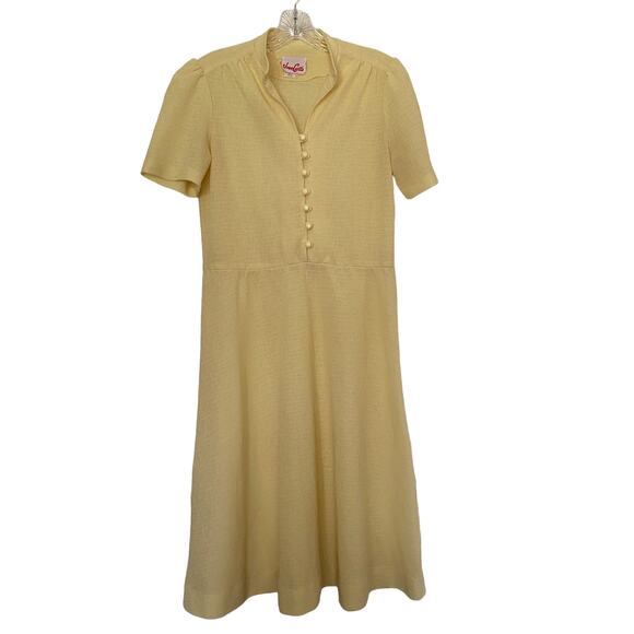 Vintage JOAN CURTIS Women's Size 10 Dress Yellow Short Sleeves 60s 70s Union - Picture 9 of 9
